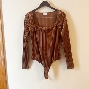 Sophie Rue Cognac Brown Velvet Bodysuit